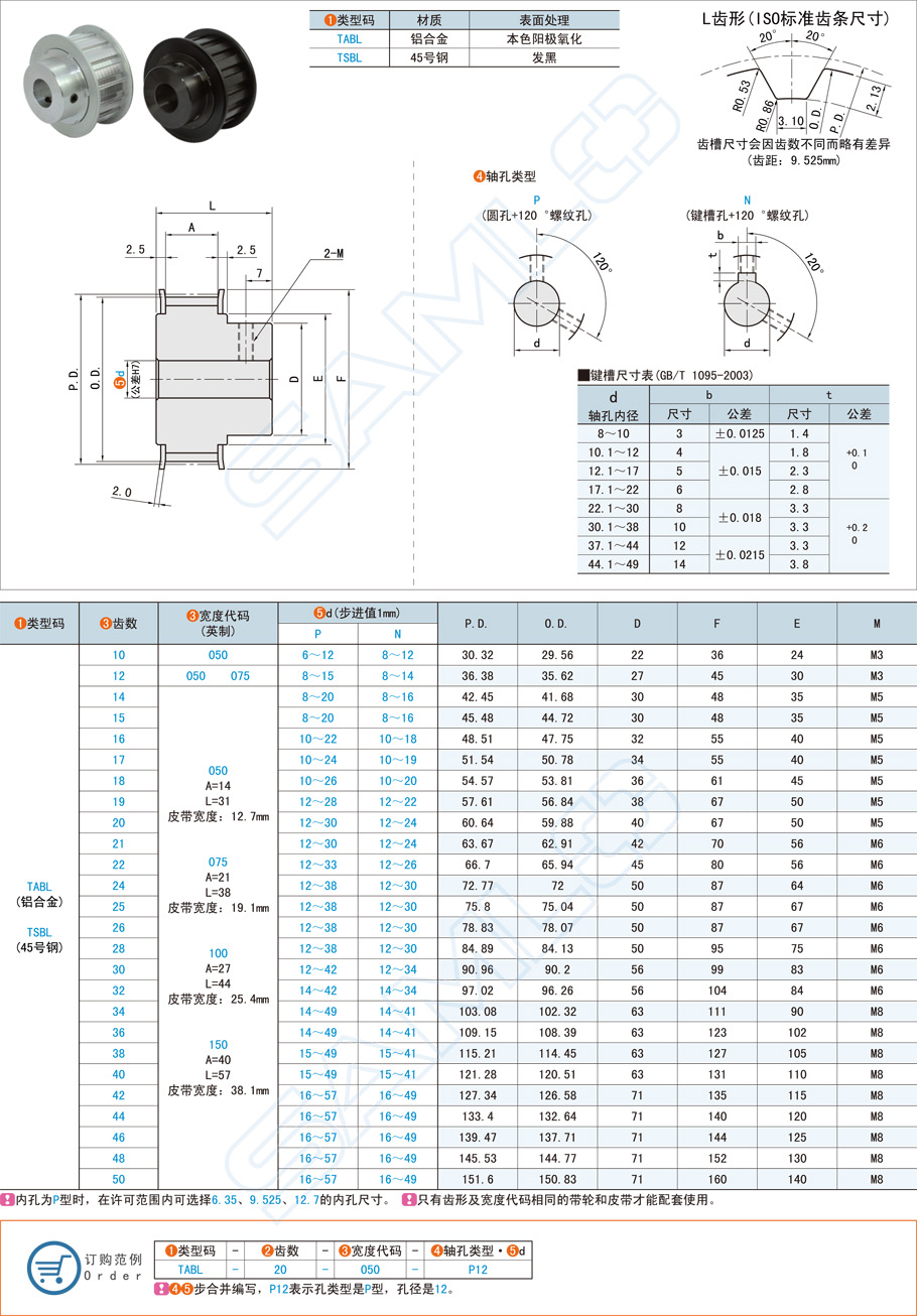 同步帶輪-L·帶凸肩型